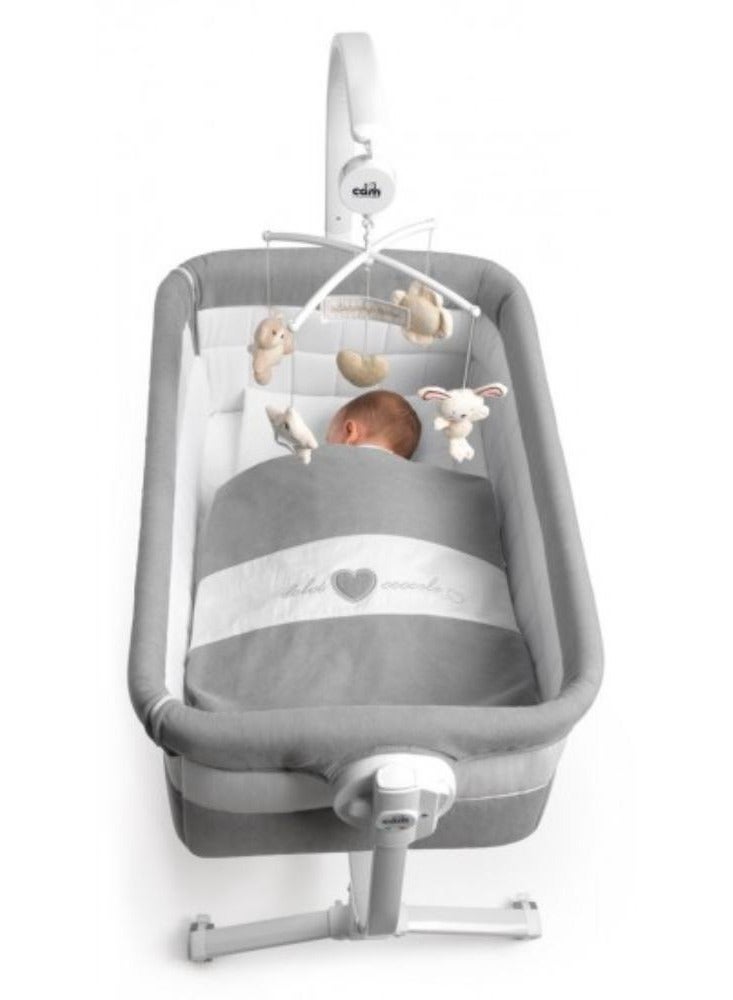 Cullami Co Bed Cradle, Dark Grey, Made In Italy Cradle With Co-Sleeping Function, Suitable For Every Bed, Portable & Convertible Baby Bassinet With Mosquito Net, Baby Bed, Soft Fabric