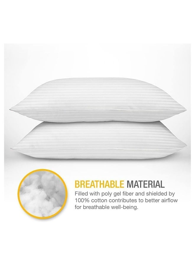 Pack of 2 Premium Down Alternative Filled Bed Pillows, Featuring Breathable Cover, Microfiber Filling and Plush Bounce-Back Design, Hypoallergenic and Luxurious Hotel Quality Pillow Set, White