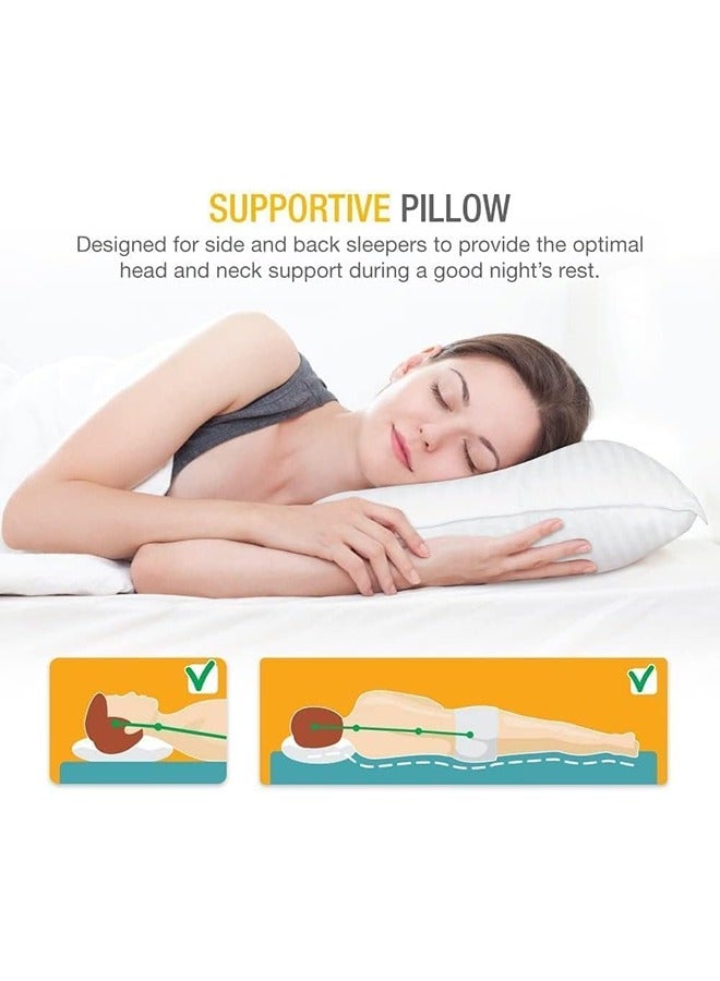 Pack of 2 Premium Down Alternative Filled Bed Pillows, Featuring Breathable Cover, Microfiber Filling and Plush Bounce-Back Design, Hypoallergenic and Luxurious Hotel Quality Pillow Set, White