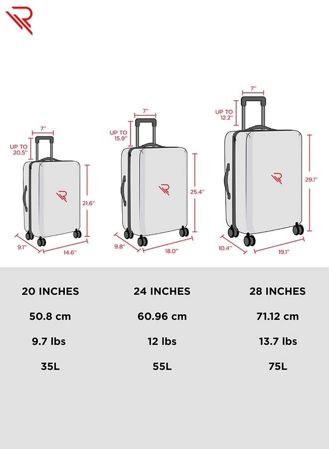 REFLECTION High Quality PP Checked Suitcase Lightweight Hardshell Durable Expandable Vertical Series Travel Luggage Trolley with Double Spinner Wheels and TSA Lock Rose Gold 24