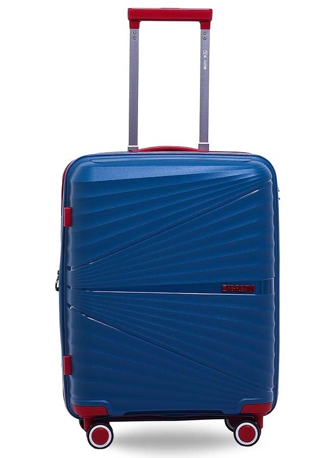 REFLECTION Travel Luggage, Carry on Suitcase, Classy Hard Shell Curvy Line Series, 20 Inch TSA Lock, Navy Blue