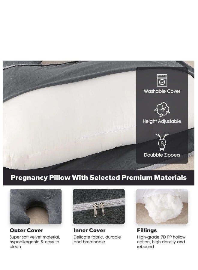 Pregnancy Pillow,U-Shape Full Body Pillow,140cm Maternity Pillows,Washable Pregnancy Pillows,Maternity Pillow for Pregnant with Velvet Cover,Removable for Sleeping Support for Back,Belly