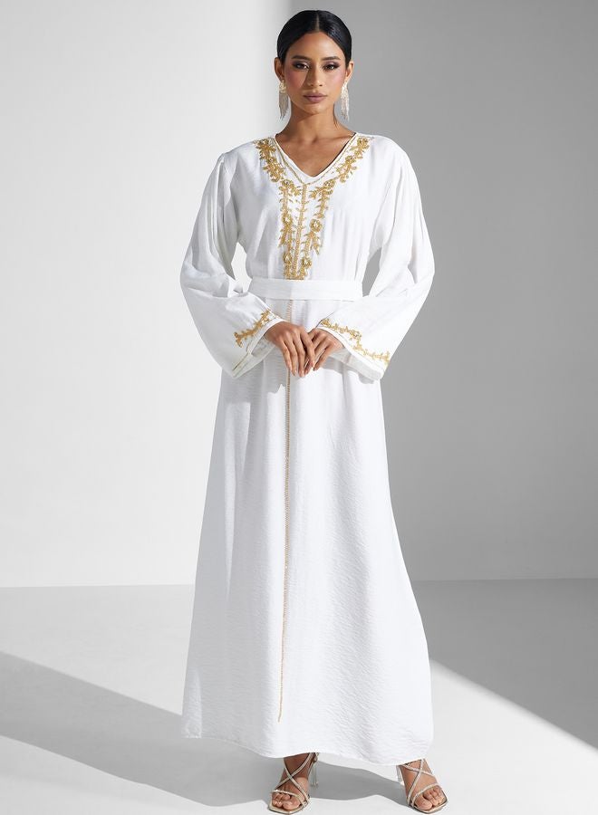 Embellished Belted Jalabiya