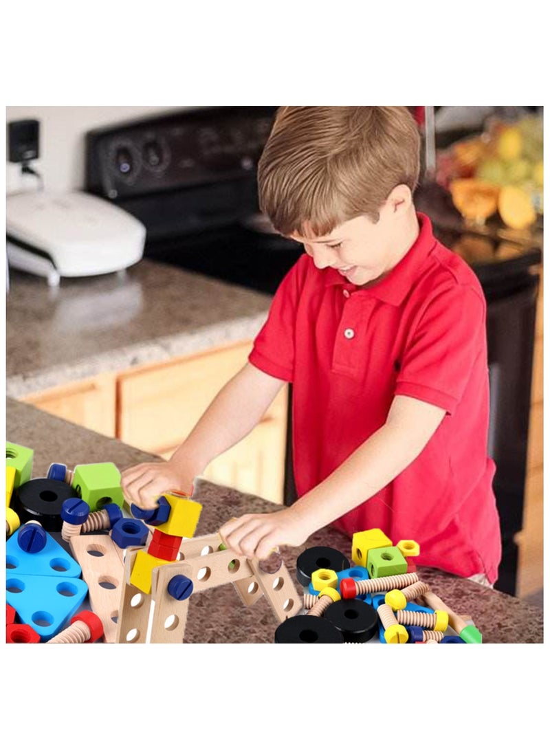 Ponny 36 PCS Wood Nuts Bolts Set Kids DIY Assembly Cars Model Wooden Construction Building Set for Kids