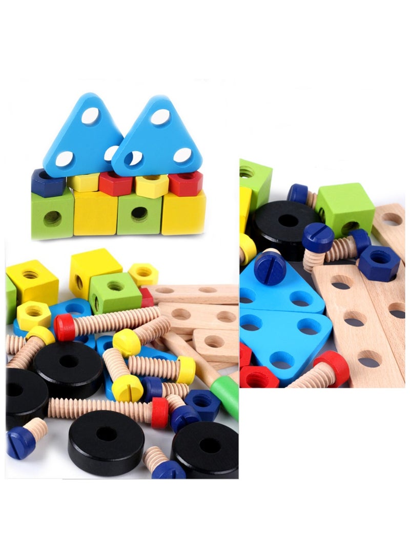 Ponny 36 PCS Wood Nuts Bolts Set Kids DIY Assembly Cars Model Wooden Construction Building Set for Kids