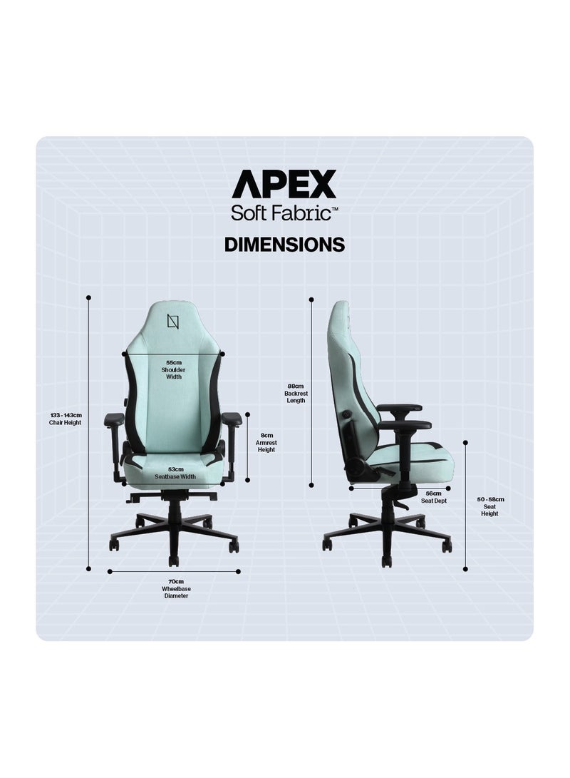 APEX Chair Premium Ergonomic Gaming Chair with Memory Foam Pillows Magnetic Headrest and Integrated Lumbar Support By NAVO MINT GREEN