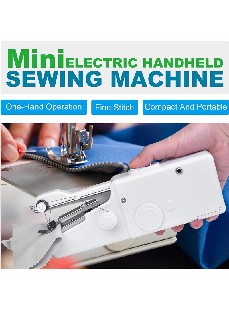 Handheld Sewing Machine for Beginners,Mini Sewing Machine for Quick Stitching,Hand Sewing Machine with Sewing Supplies Suitable for Home,Travel,DIY (White)