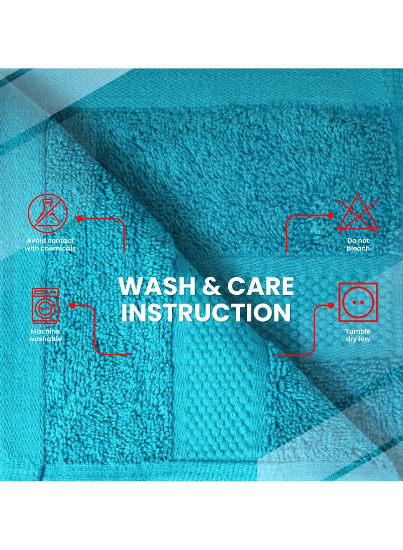 Infinitee Xclusives [12 Pack] Premium Teal Wash Cloths and Face Towels, 33cm x 33cm 100% Cotton, Soft and Absorbent Washcloths Set - Perfect for Bathroom, Gym, and Spa