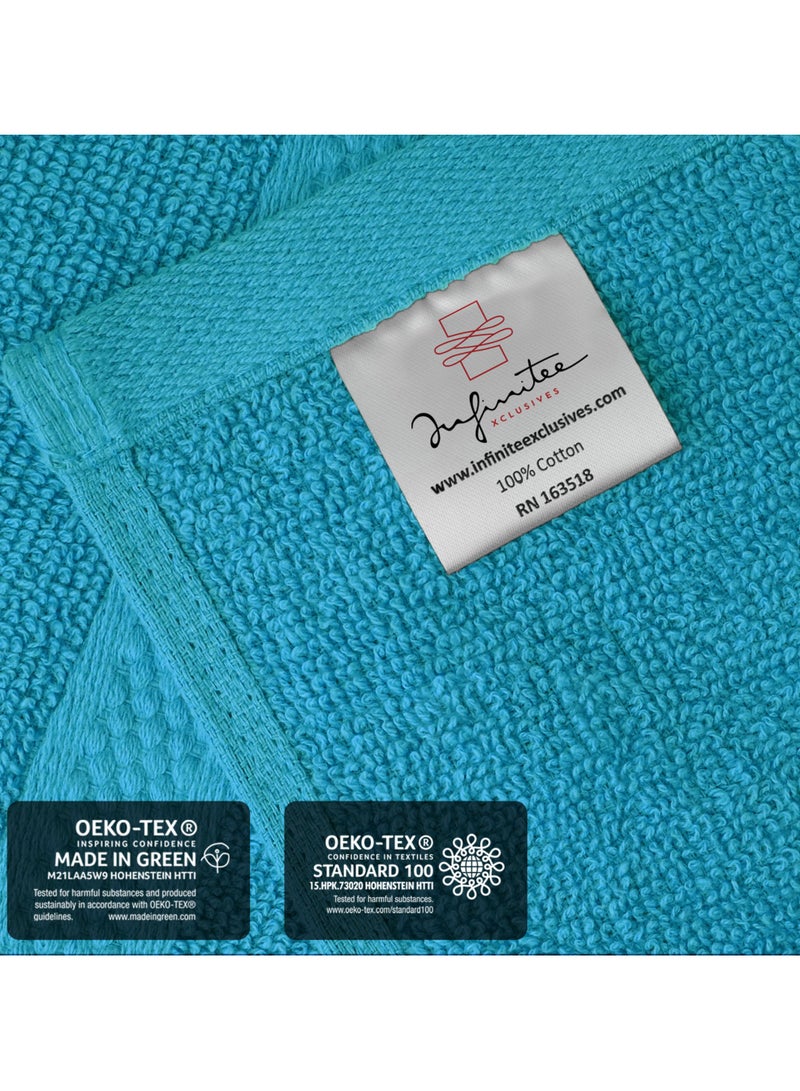 Infinitee Xclusives [12 Pack] Premium Teal Wash Cloths and Face Towels, 33cm x 33cm 100% Cotton, Soft and Absorbent Washcloths Set - Perfect for Bathroom, Gym, and Spa