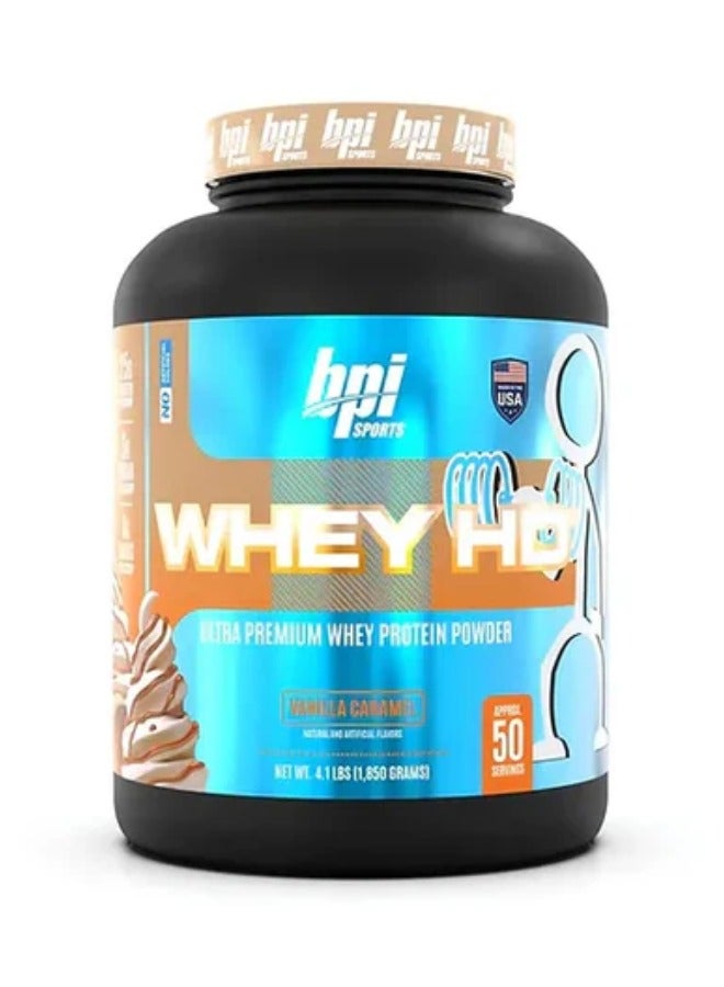 Whey Hd Ultra Premium Whey Protein Powder 50 Servings Vanilla Caramel 1850 Grams