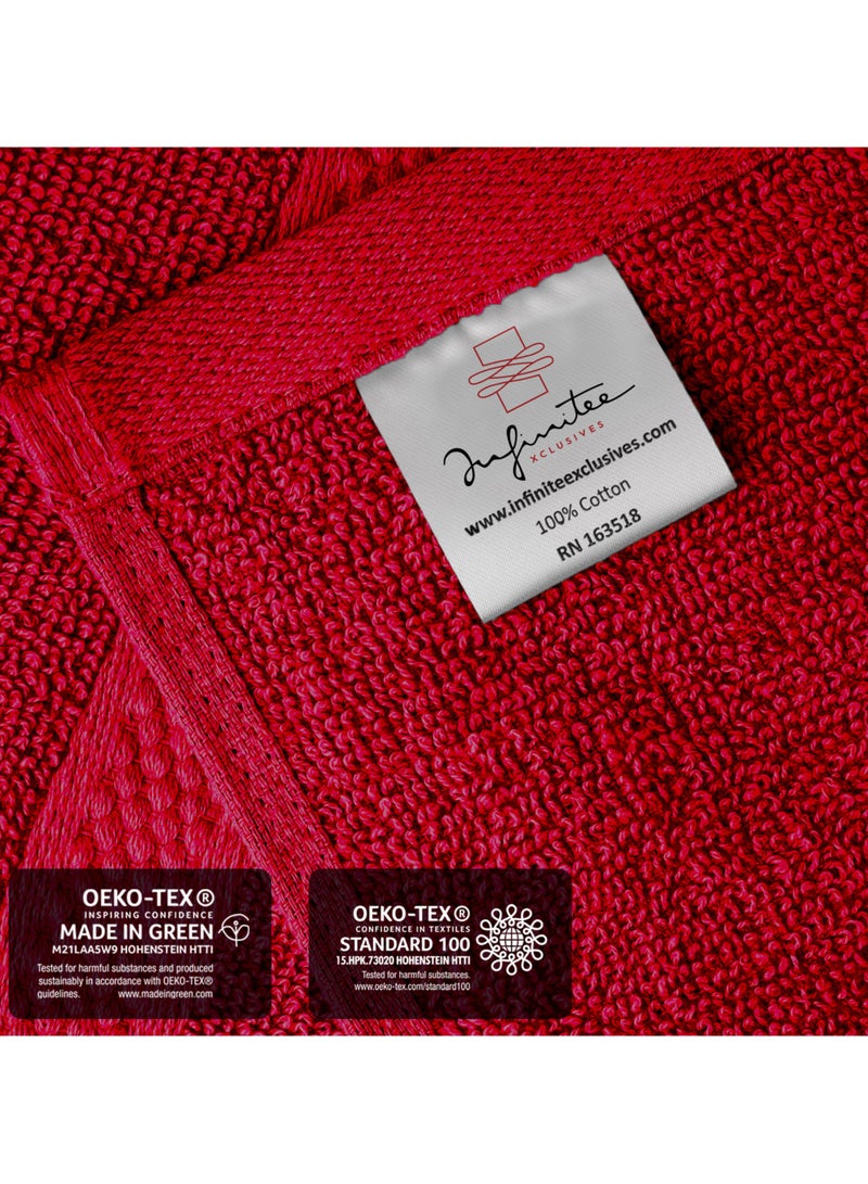 Infinitee Xclusives [12 Pack] Premium Red Wash Cloths and Face Towels, 33cm x 33cm 100% Cotton, Soft and Absorbent Washcloths Set - Perfect for Bathroom, Gym, and Spa