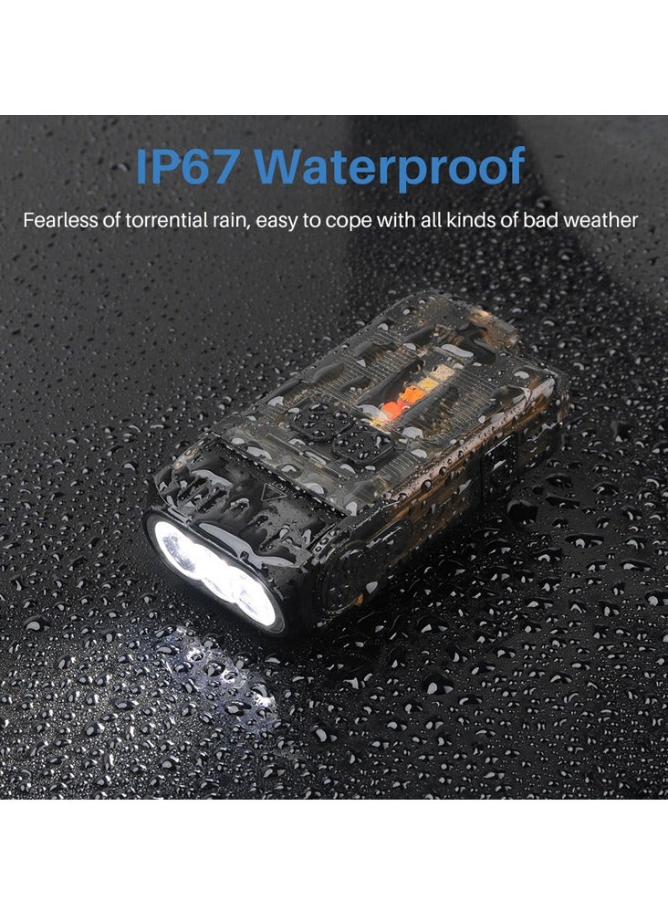 V15 LED Keychain EDC Fluorescence Flashlight Clip Warm Work Light Type-C Rechargeable Torch Magnet Camping Pocket Lantern (Black)