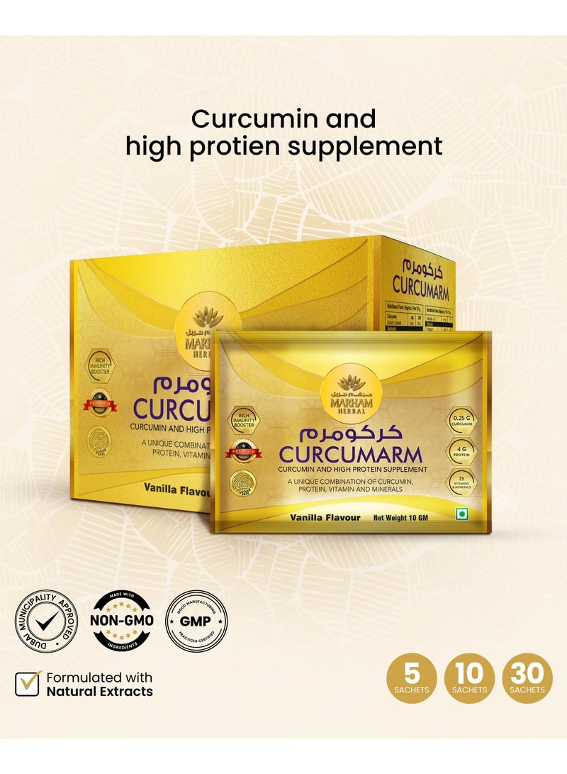 Curcumarm Sachets (30 Sachets) - Each Containing 250 mg Curcumin Extract, 26 vitamin & Minerals, 4 g Protein - Rich Immunity Booster, Anti Inflammatory, & Support Joint Health