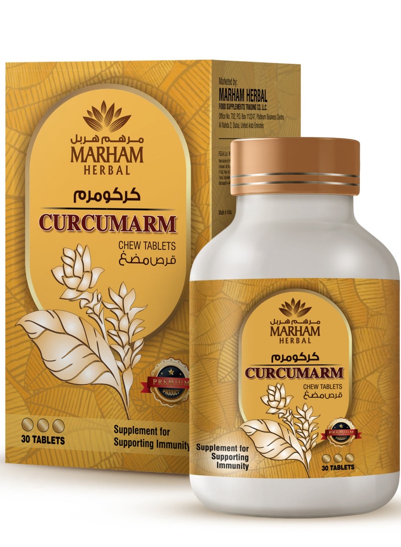 Curcumarm Chewable Tablet: Supplement for Supporting Immunity | Immune Booster with Curcumin, Ginger, Mint, Cinnamon, Pippali Combination - Dietary Supplements for Immune Support (30 Tablets)