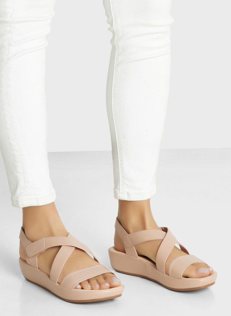 Multi Strap Low Heel Wedge Sandals