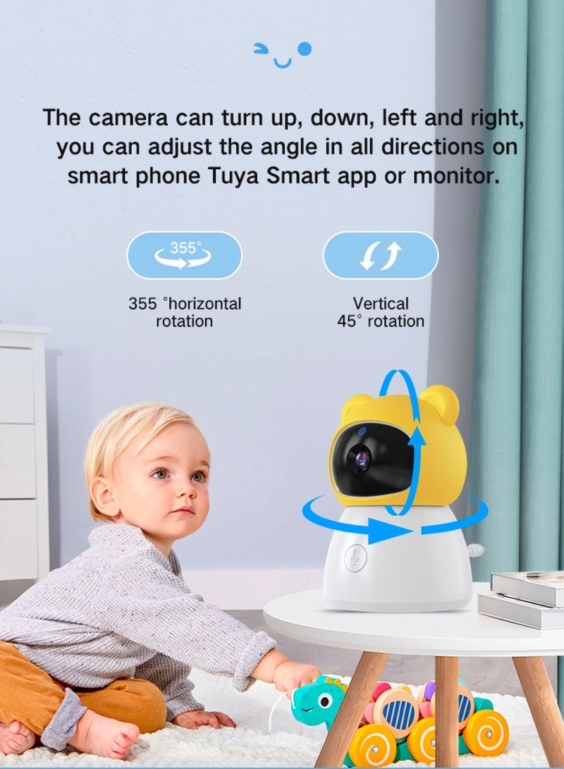Baby Monitor Toddler Security Portable Wifi Camera Smart Control Wireless Remote Access 1080P Video Rotation Digital Two-way Audio, 5 inch HD Screen Display, Vox Mode Infrared Night Vision Teddy Webcam( Honey Yellow Bear)