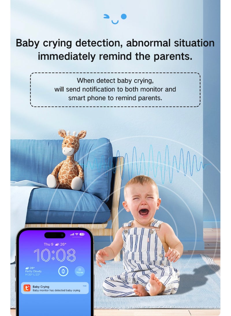 Baby Monitor Toddler Security Portable Wifi Camera Smart Control Wireless Remote Access 1080P Video Rotation Digital Two-way Audio, 5 inch HD Screen Display, Vox Mode Infrared Night Vision Teddy Webcam( Honey Yellow Bear)