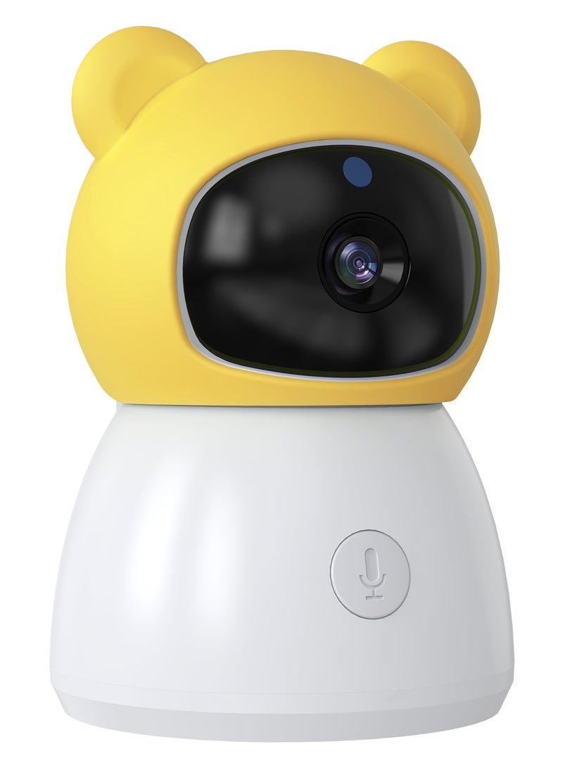 Baby Monitor Toddler Security Portable Wifi Camera Smart Control Wireless Remote Access 1080P Video Rotation Digital Two-way Audio, 5 inch HD Screen Display, Vox Mode Infrared Night Vision Teddy Webcam( Honey Yellow Bear)