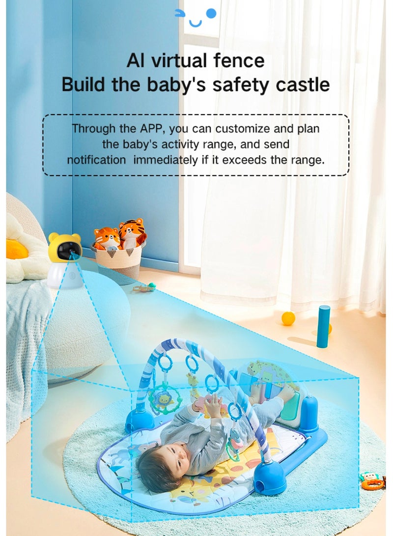Baby Monitor Toddler Security Portable Wifi Camera Smart Control Wireless Remote Access 1080P Video Rotation Digital Two-way Audio, 5 inch HD Screen Display, Vox Mode Infrared Night Vision Teddy Webcam( Honey Yellow Bear)