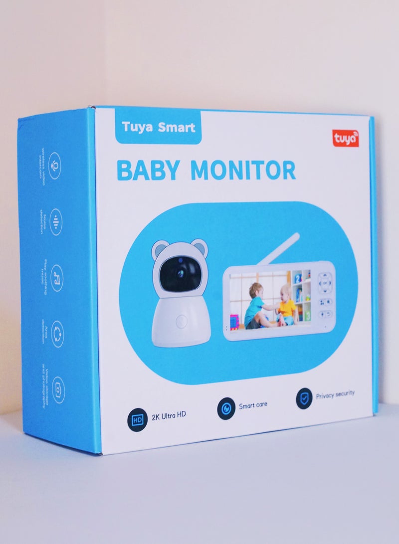 Baby Monitor Toddler Security Portable Wifi Camera Smart Control Wireless Remote Access 1080P Video Rotation Digital Two-way Audio, 5 inch HD Screen Display, Vox Mode Infrared Night Vision Teddy Webcam( Honey Yellow Bear)