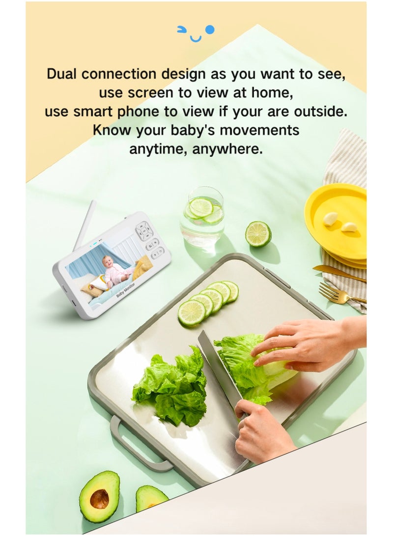Baby Monitor Toddler Security Portable Wifi Camera Smart Control Wireless Remote Access 1080P Video Rotation Digital Two-way Audio, 5 inch HD Screen Display, Vox Mode Infrared Night Vision Teddy Webcam( Honey Yellow Bear)
