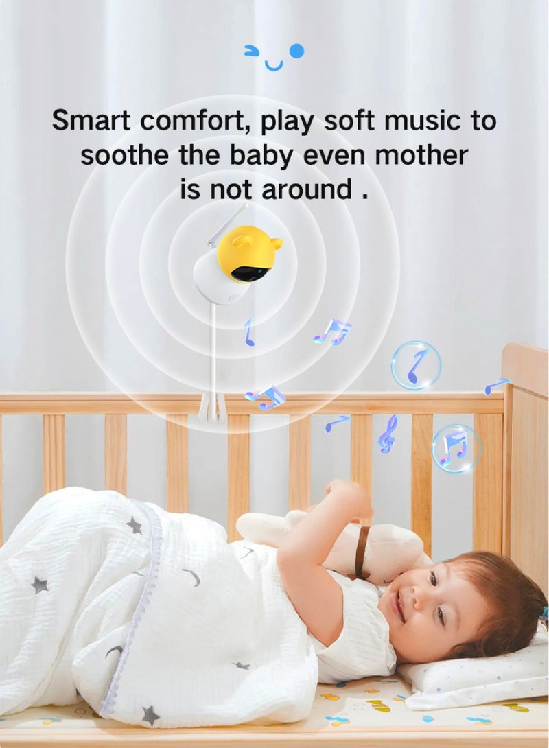 Baby Monitor Toddler Security Portable Wifi Camera Smart Control Wireless Remote Access 1080P Video Rotation Digital Two-way Audio, 5 inch HD Screen Display, Vox Mode Infrared Night Vision Teddy Webcam( Honey Yellow Bear)