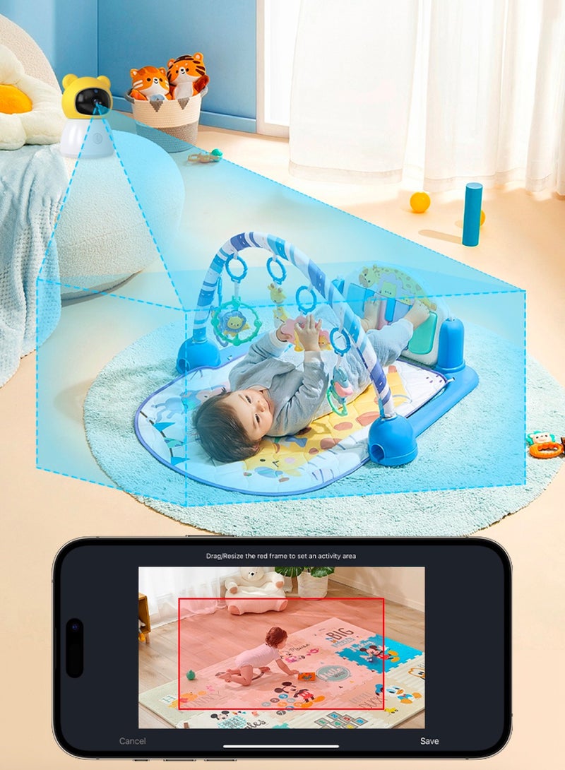 Baby Monitor Toddler Security Portable Wifi Camera Smart Control Wireless Remote Access 1080P Video Rotation Digital Two-way Audio, 5 inch HD Screen Display, Vox Mode Infrared Night Vision Teddy Webcam( Honey Yellow Bear)
