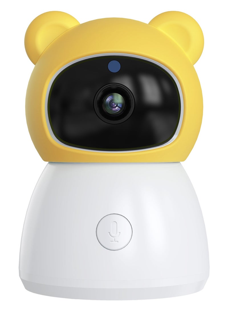 Baby Monitor Toddler Security Portable Wifi Camera Smart Control Wireless Remote Access 1080P Video Rotation Digital Two-way Audio, 5 inch HD Screen Display, Vox Mode Infrared Night Vision Teddy Webcam( Honey Yellow Bear)
