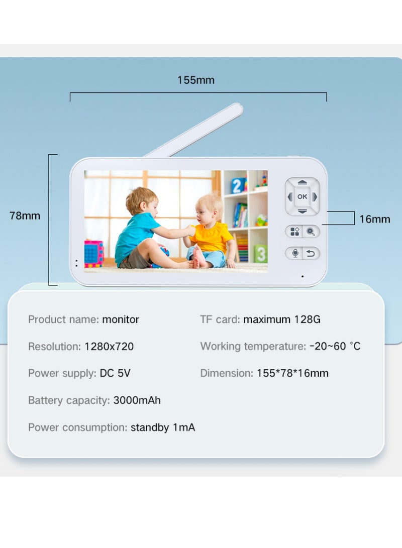 Baby Monitor Toddler Security Portable Wifi Camera Smart Control Wireless Remote Access 1080P Video Rotation Digital Two-way Audio, 5 inch HD Screen Display, Vox Mode Infrared Night Vision Teddy Webcam( Honey Yellow Bear)