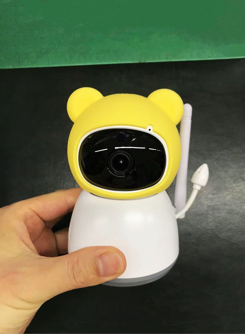 Baby Monitor Toddler Security Portable Wifi Camera Smart Control Wireless Remote Access 1080P Video Rotation Digital Two-way Audio, 5 inch HD Screen Display, Vox Mode Infrared Night Vision Teddy Webcam( Honey Yellow Bear)