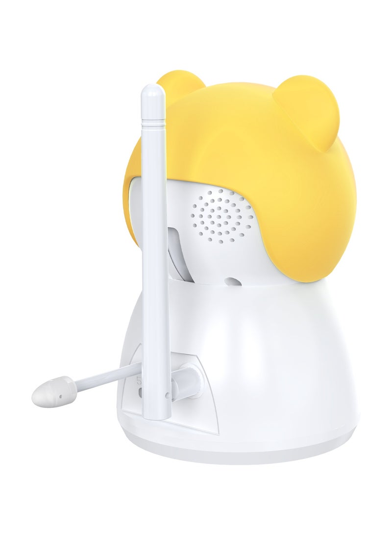 Baby Monitor Toddler Security Portable Wifi Camera Smart Control Wireless Remote Access 1080P Video Rotation Digital Two-way Audio, 5 inch HD Screen Display, Vox Mode Infrared Night Vision Teddy Webcam( Honey Yellow Bear)