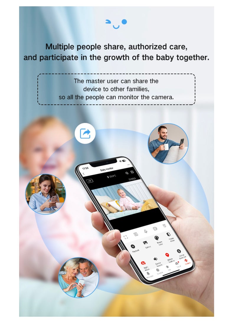 Baby Monitor Toddler Security Portable Wifi Camera Smart Control Wireless Remote Access 1080P Video Rotation Digital Two-way Audio, 5 inch HD Screen Display, Vox Mode Infrared Night Vision Teddy Webcam( Honey Yellow Bear)