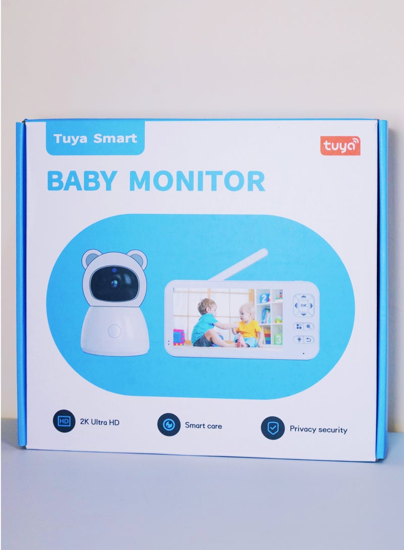 Baby Monitor Toddler Security Portable Wifi Camera Smart Control Wireless Remote Access 1080P Video Rotation Digital Two-way Audio, 5 inch HD Screen Display, Vox Mode Infrared Night Vision Teddy Webcam( Honey Yellow Bear)