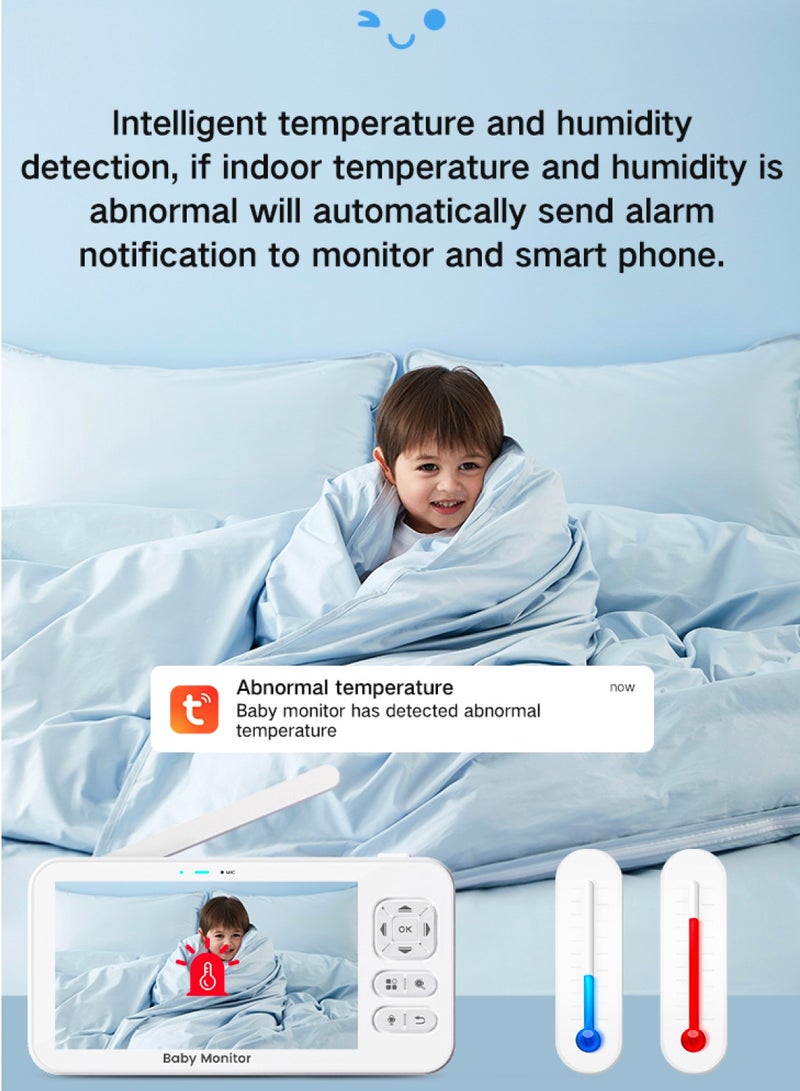 Baby Monitor Toddler Security Portable Wifi Camera Smart Control Wireless Remote Access 1080P Video Rotation Digital Two-way Audio, 5 inch HD Screen Display, Vox Mode Infrared Night Vision Teddy Webcam( Honey Yellow Bear)