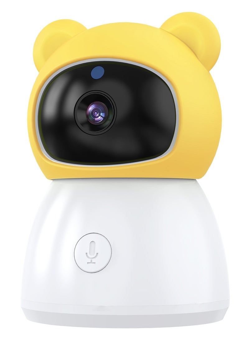 Baby Monitor Toddler Security Portable Wifi Camera Smart Control Wireless Remote Access 1080P Video Rotation Digital Two-way Audio, 5 inch HD Screen Display, Vox Mode Infrared Night Vision Teddy Webcam( Honey Yellow Bear)