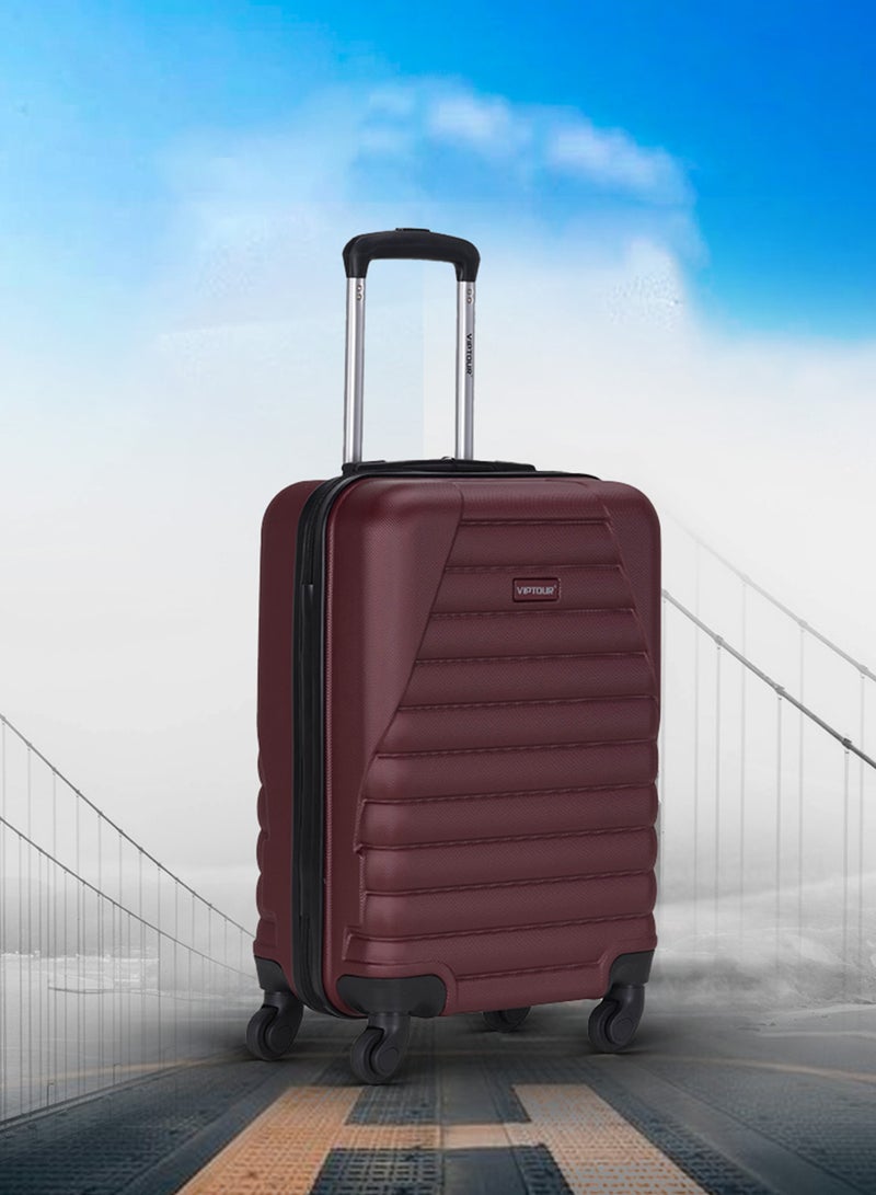 ABS Hardside 3-Piece Trolley Luggage Set, Spinner Wheels with Number Lock 20/24/28 Inches - Burgundy