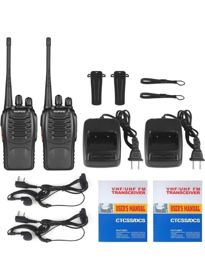 Walkie Talkies for Adults Long Range, Baofeng BF-888S Handheld Two Way Radios with Earpiece and Mic, Rechargeable Walkie Talkie with Li-ion Battery and Charger, Wireless Walky Talky (2 pcs)