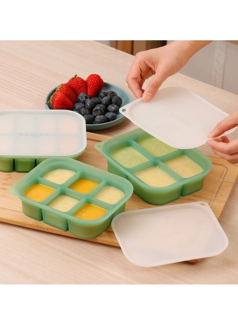 Silicone Baby Food Tray, Breastmilk Homemade Baby Food Mold, Baby Fresh Food Freezer Tray - 4m+ Baby Toddler Kid - 8 Cups - Pea Green
