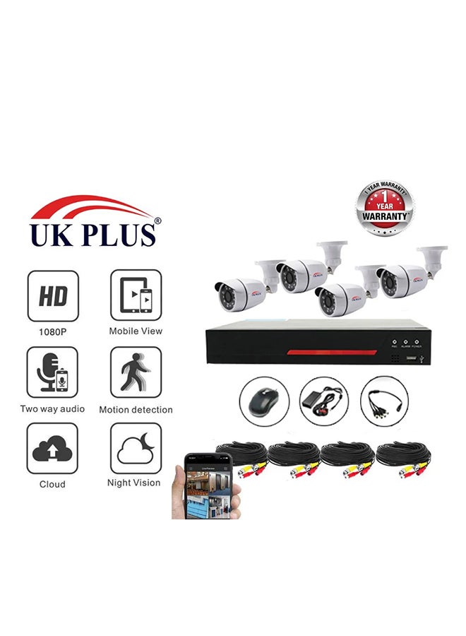 4-Piece 1080P 4CH Home Security Bullet Surveillance Camera With DIY Kit