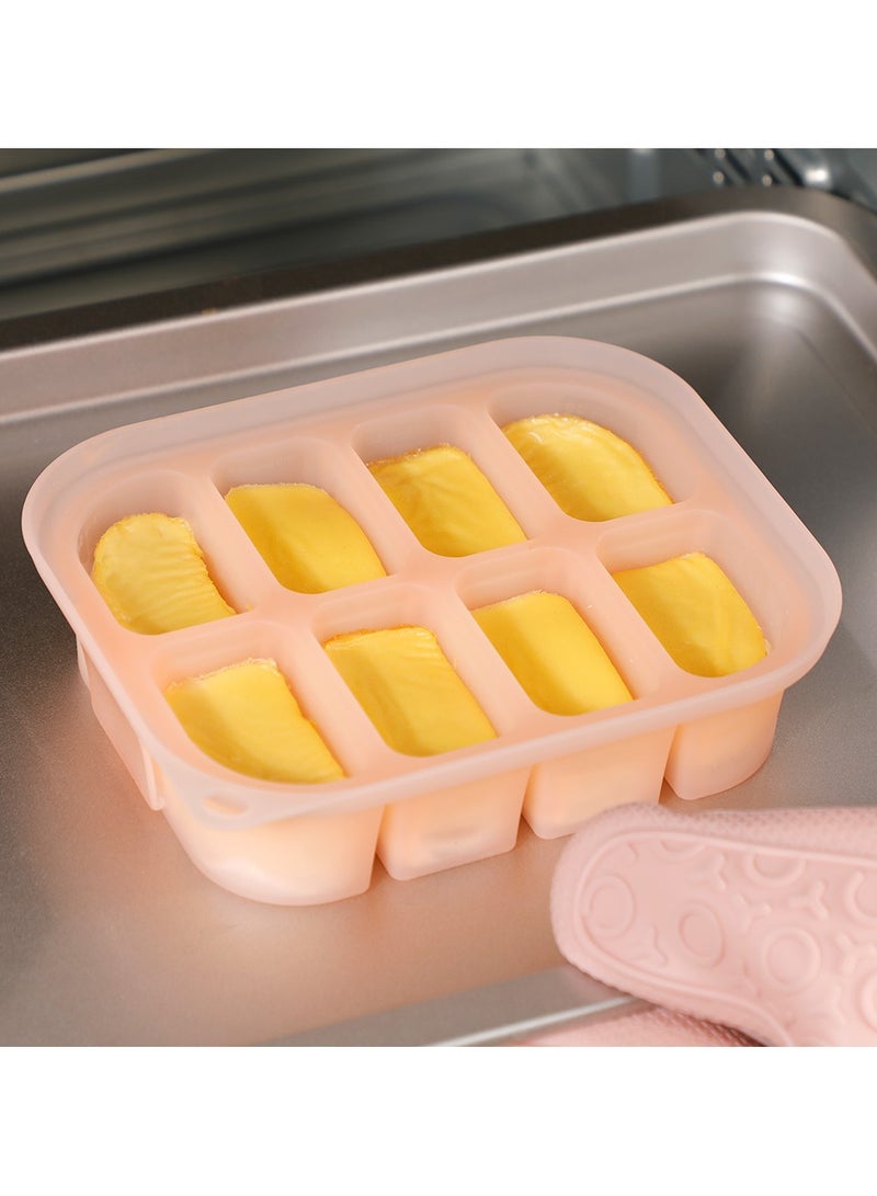 Silicone Baby Food Tray, Breastmilk Homemade Baby Food Mold, Baby Fresh Food Freezer Tray - 4m+ Baby Toddler Kid - 8 Cups - Blush