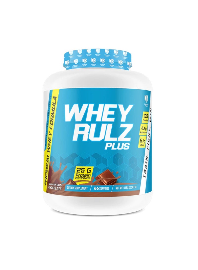 Whey Rulz Plus, Premium Whey Formula, Chocolate Flavour, 5 Lbs