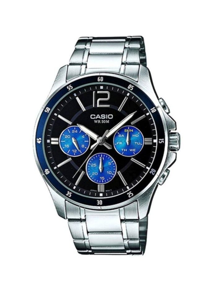 Casio Stainless Steel Water Resistant Chronograph Analog Watch For Men MTP-1374D-2AVDF