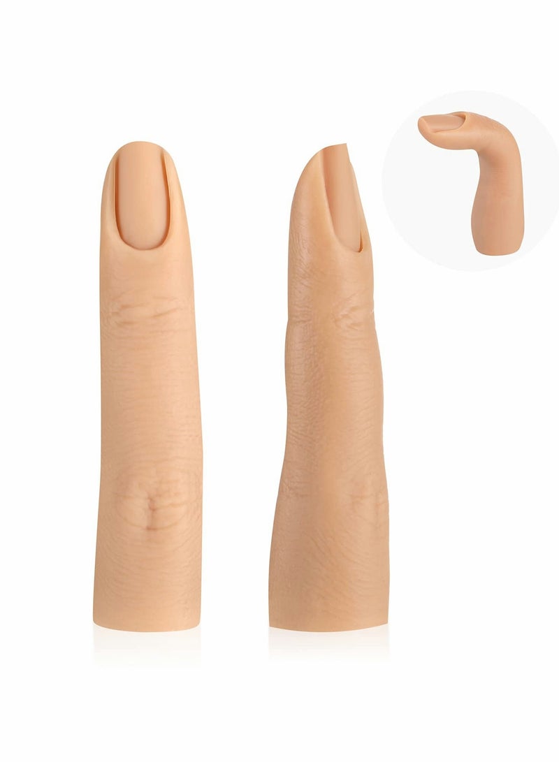 2 Pieces Silicone Nail Training Finger Bendable Fake Practice for Acrylic Hand, Nails Practice, DIY Nails, Art (Light Color)