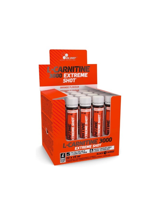 L-Carnitine 3000 Extreme Shot, Orange Flavour, 25ml, 20 Pieces