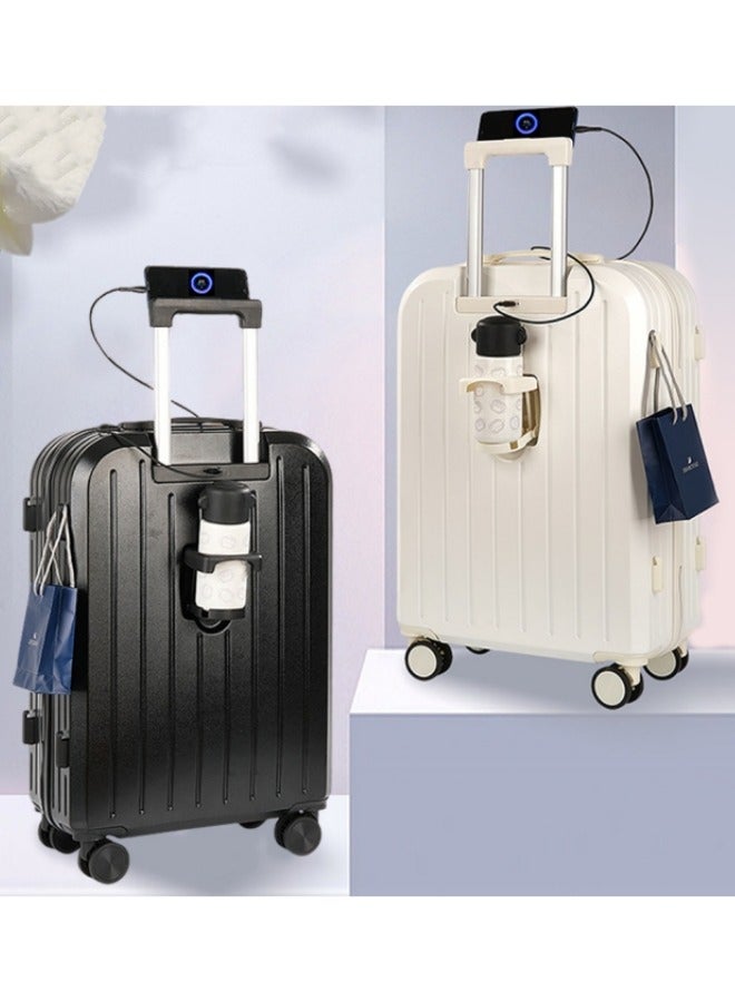 Travel Luggage Carry-on Luggage with Spinner Wheels Aluminum Framed Carry On Suitcase with USB Port & Cup Holder & Phone Holder Large Checked-in Luggage