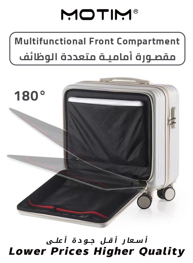 Travel Luggage Carry On Luggage with Spinner Wheels Aluminum Framed Carry On Suitcase with Front Open Laptop Compartment Pocket 55x25x38 CM Large Checked-in Luggage