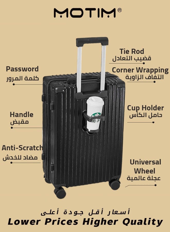 Travel Luggage Expandable PP Hard Shell Clearance Luggage with TSA Lock Spinner Wheels Inside Cup Holder and Front Inside Hook for Long Distance Travel by Airplane