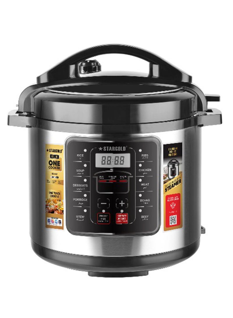 Electric Pressure Cooker Stainless Steel Body Touch Programmable 12L Capacity 1600 Watts