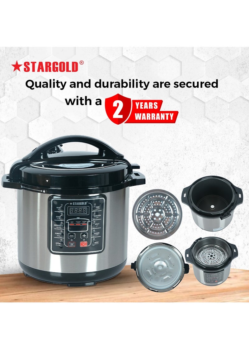 Electric Pressure Cooker Stainless Steel Body Touch Programmable 8L Capacity 1300 Watts
