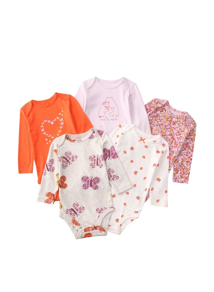 Baby Girls Long Sleeve Bodysuits 5-Pack